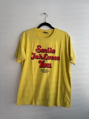 Stussy Vintage 'Smile Jah Loves You' Yellow T Shirt